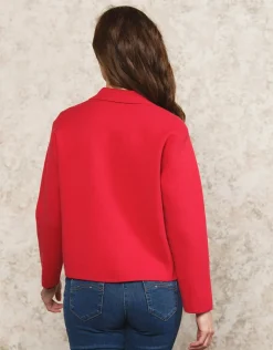 Christine Laure Gilets|Maille*Gilet col chemisier rouge