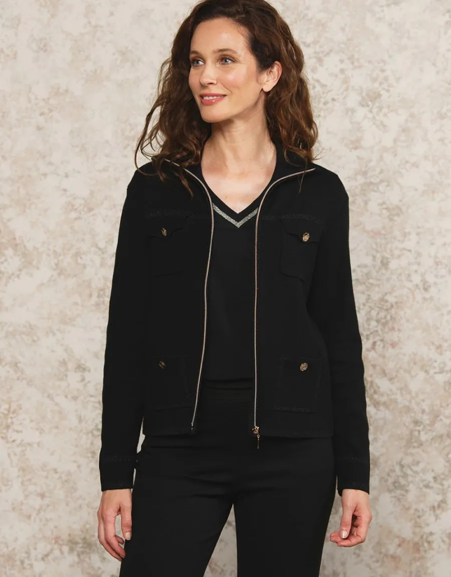 Christine Laure Gilets|Maille*Gilet col montant noir