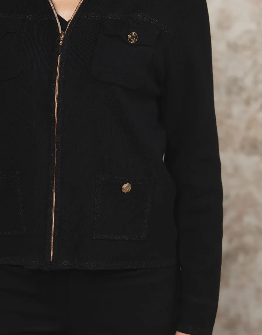 Christine Laure Gilets|Maille*Gilet col montant noir