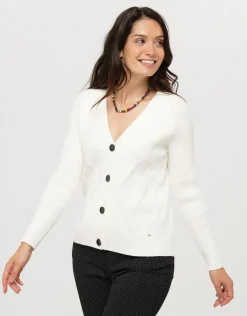 Christine Laure Gilets|Maille*Gilet écru graphique