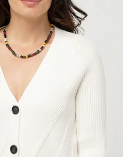 Christine Laure Gilets|Maille*Gilet écru graphique