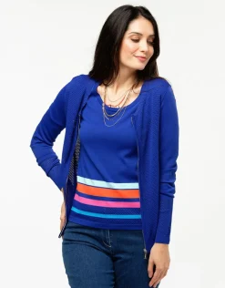 Christine Laure Gilets|Maille*Gilet filet bleu roi