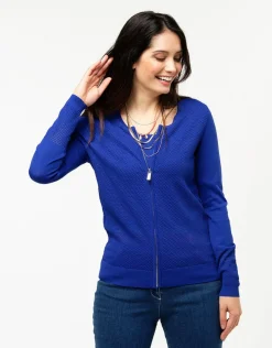 Christine Laure Gilets|Maille*Gilet filet bleu roi