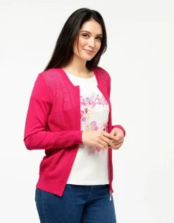 Christine Laure Gilets|Maille*Gilet filet fuchsia