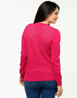 Christine Laure Gilets|Maille*Gilet filet fuchsia