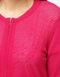 Christine Laure Gilets|Maille*Gilet filet fuchsia