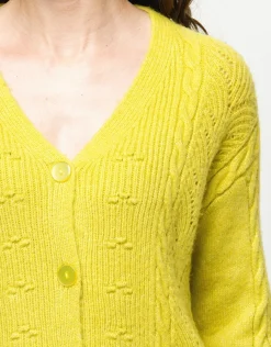 Christine Laure Gilets|Maille*Gilet grosse maille anis