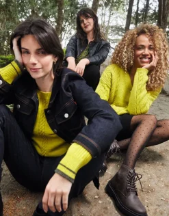 Christine Laure Gilets|Maille*Gilet grosse maille anis