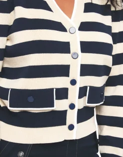 Christine Laure Gilets|Maille*Gilet irisé bleu beige