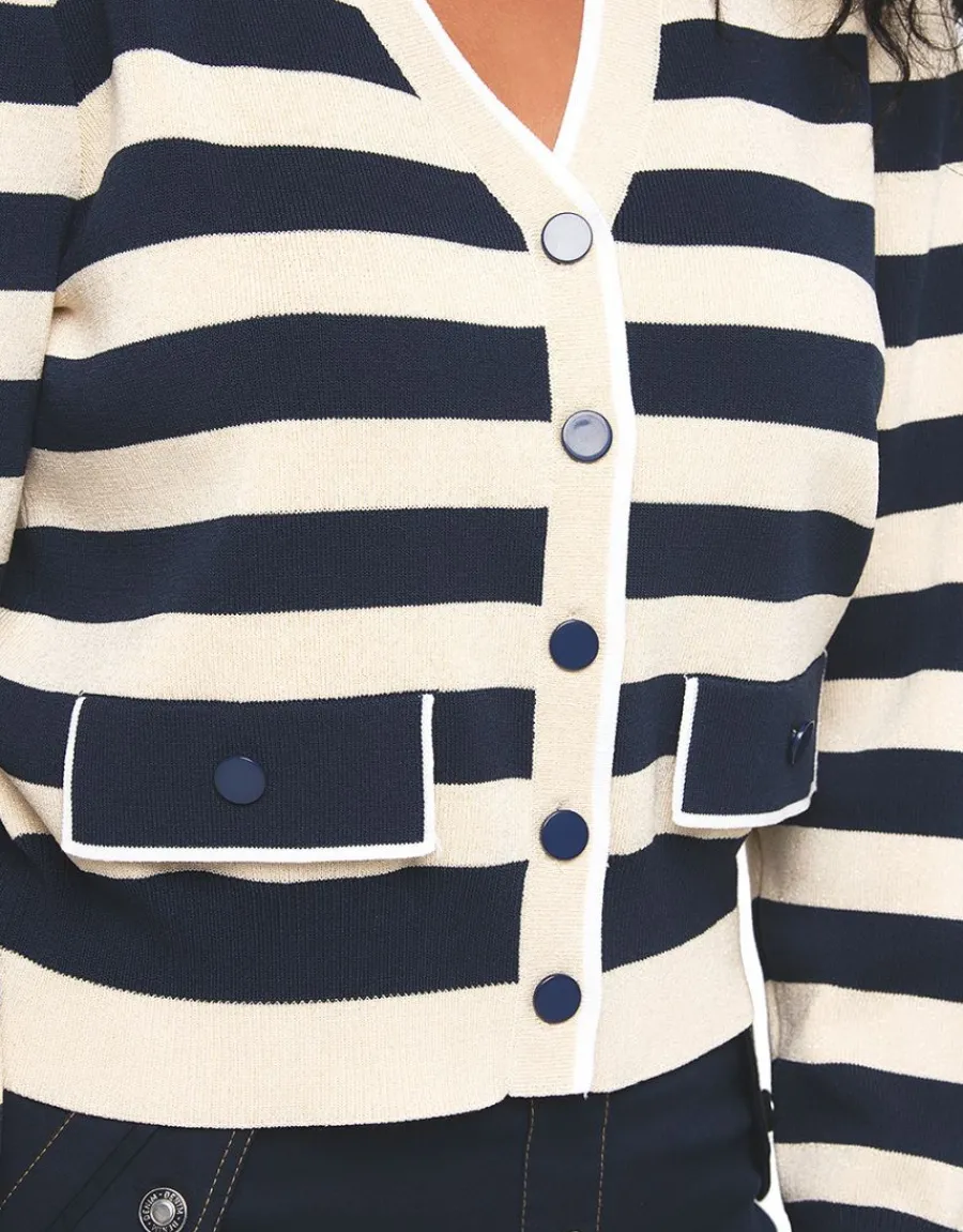 Christine Laure Gilets|Maille*Gilet irisé bleu beige