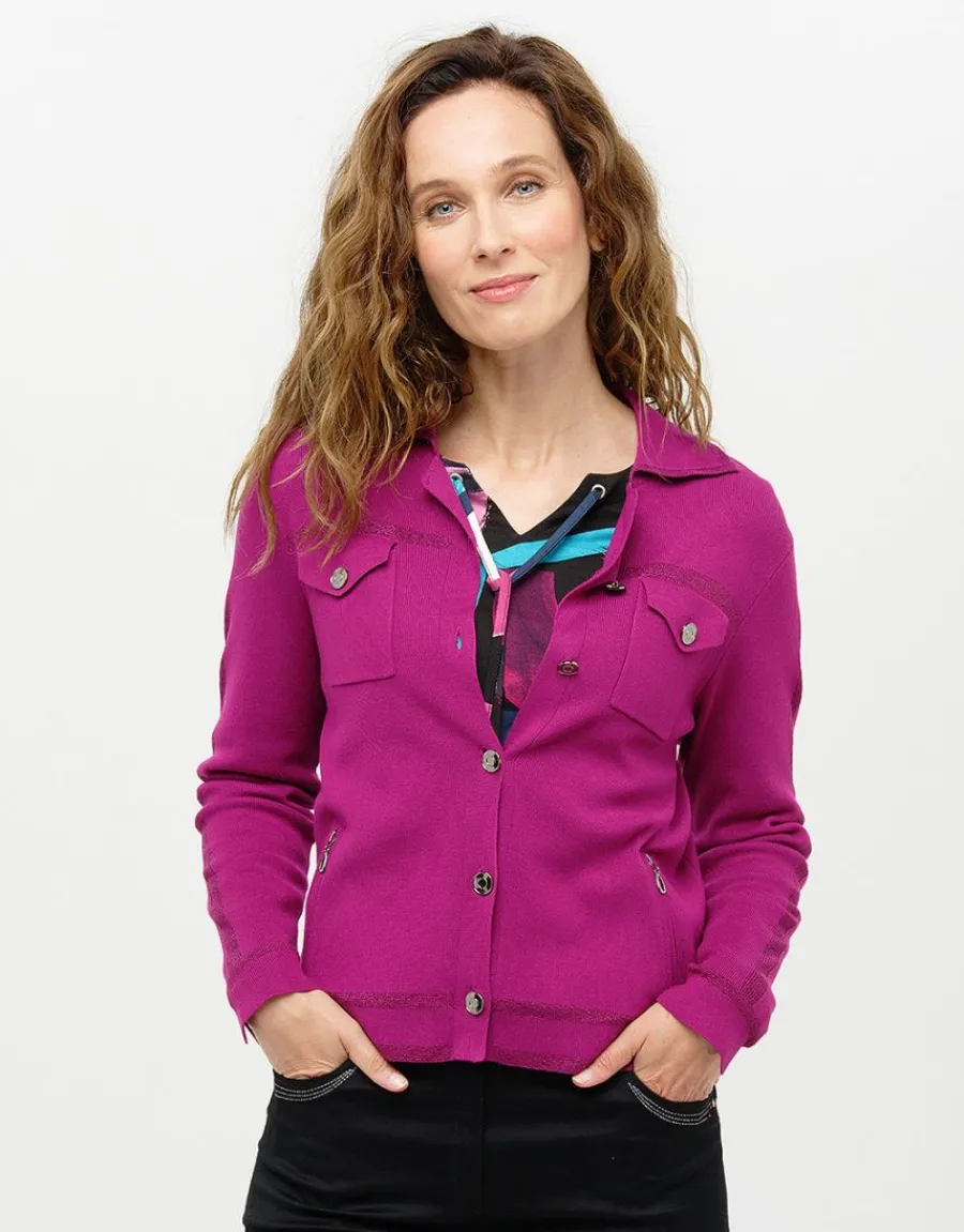 Christine Laure Gilets|Maille*Gilet irisé prune