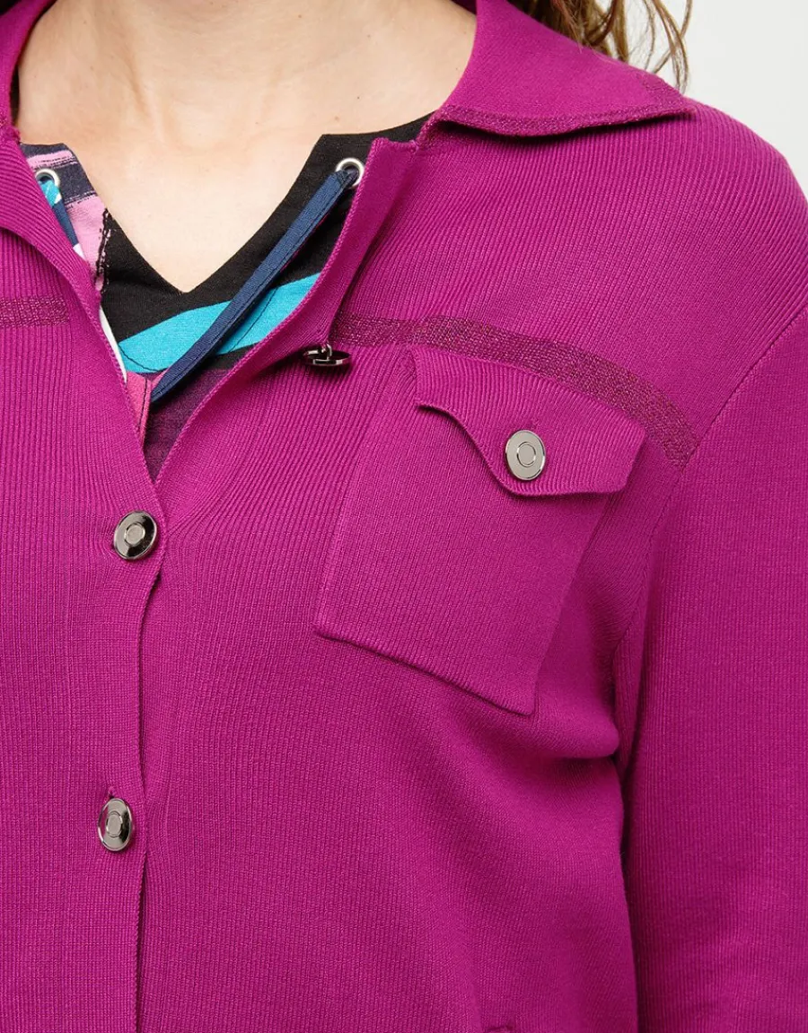 Christine Laure Gilets|Maille*Gilet irisé prune