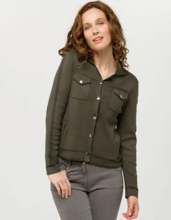 Christine Laure Gilets|Maille*Gilet irisé vert kaki