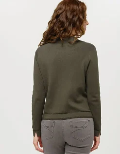 Christine Laure Gilets|Maille*Gilet irisé vert kaki