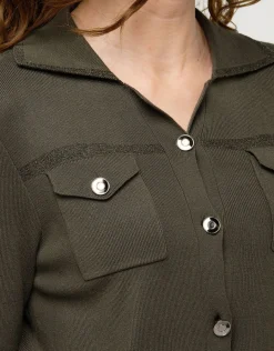 Christine Laure Gilets|Maille*Gilet irisé vert kaki