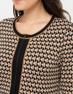 Christine Laure Gilets|Maille*Gilet Jacquard beige