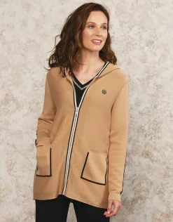 Christine Laure Gilets|Maille*Gilet long capuche camel