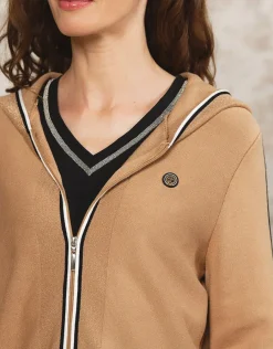 Christine Laure Gilets|Maille*Gilet long capuche camel