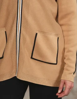 Christine Laure Gilets|Maille*Gilet long capuche camel