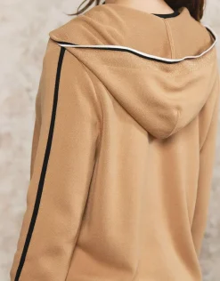 Christine Laure Gilets|Maille*Gilet long capuche camel