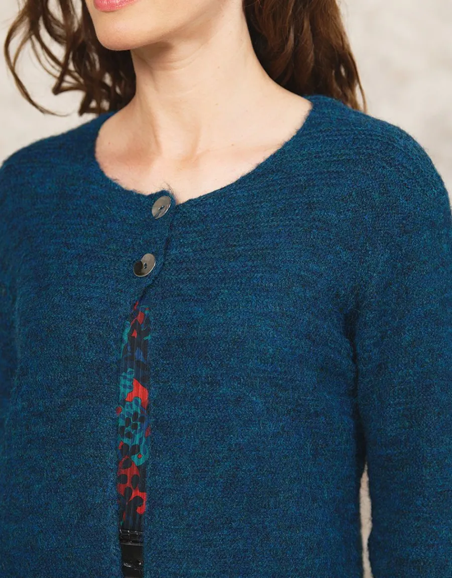 Christine Laure Gilets|Maille*Gilet maille boléro bleu