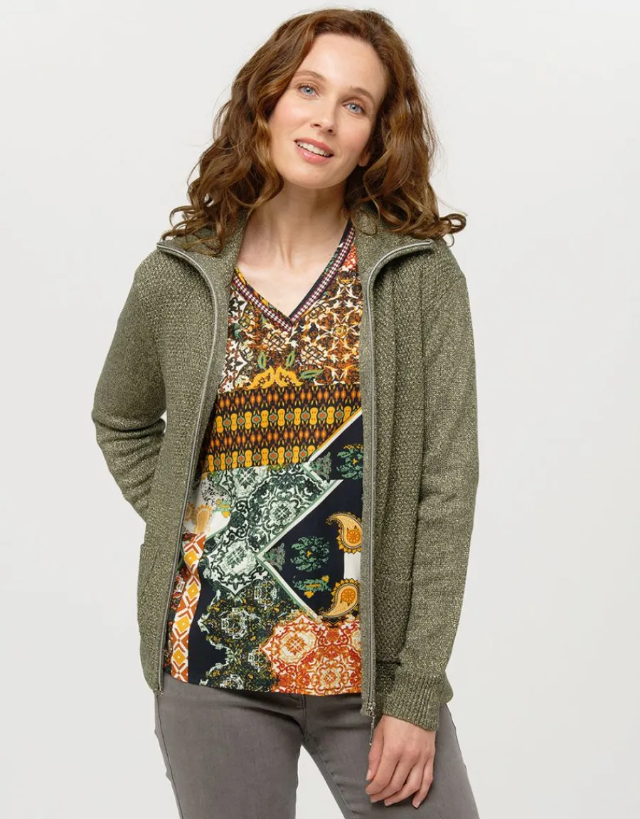 Christine Laure Gilets|Maille*Gilet maille kaki irisé