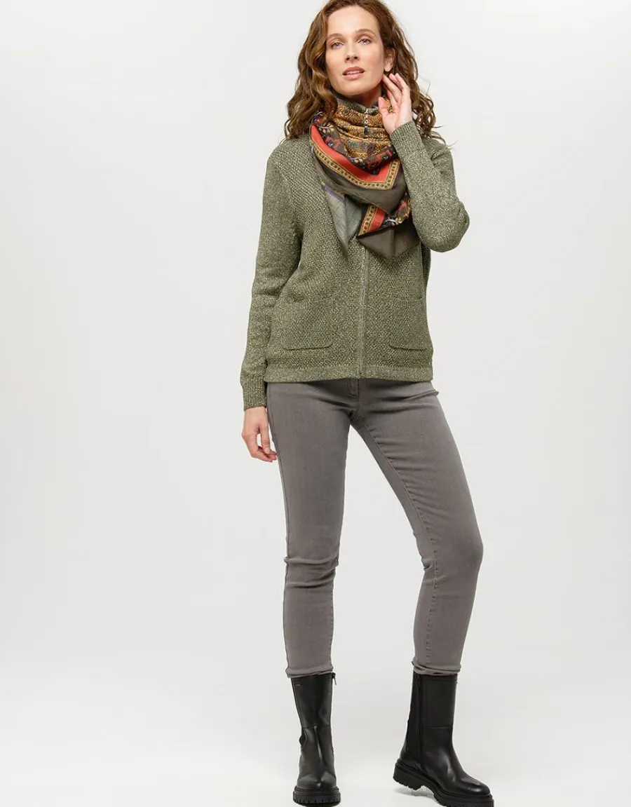 Christine Laure Gilets|Maille*Gilet maille kaki irisé