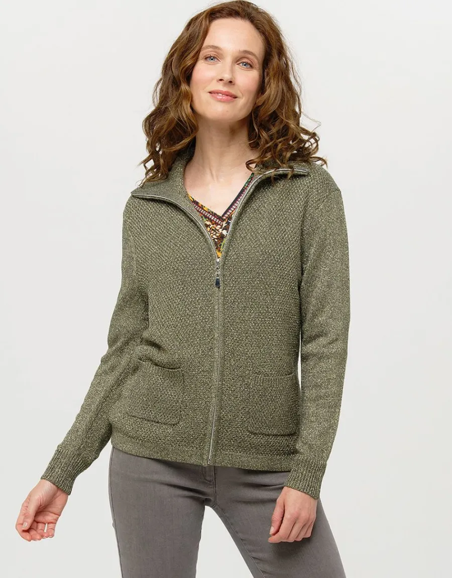 Christine Laure Gilets|Maille*Gilet maille kaki irisé