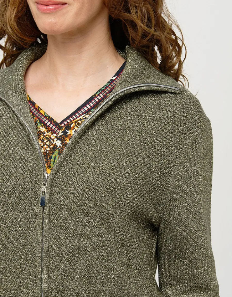 Christine Laure Gilets|Maille*Gilet maille kaki irisé