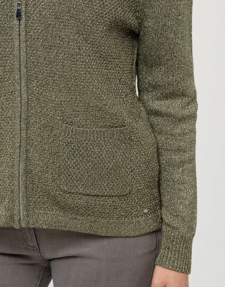 Christine Laure Gilets|Maille*Gilet maille kaki irisé