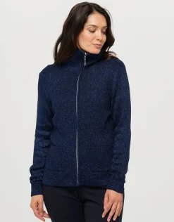 Christine Laure Gilets|Maille*Gilet maille marine irisé