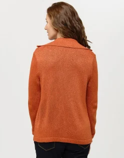 Christine Laure Gilets|Maille*Gilet maille orange irisé