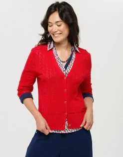 Christine Laure Gilets|Maille*Gilet maille rouge col v