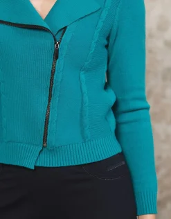 Christine Laure Gilets|Maille*Gilet maille turquoise