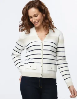 Christine Laure Gilets|Maille*Gilet marinière col V