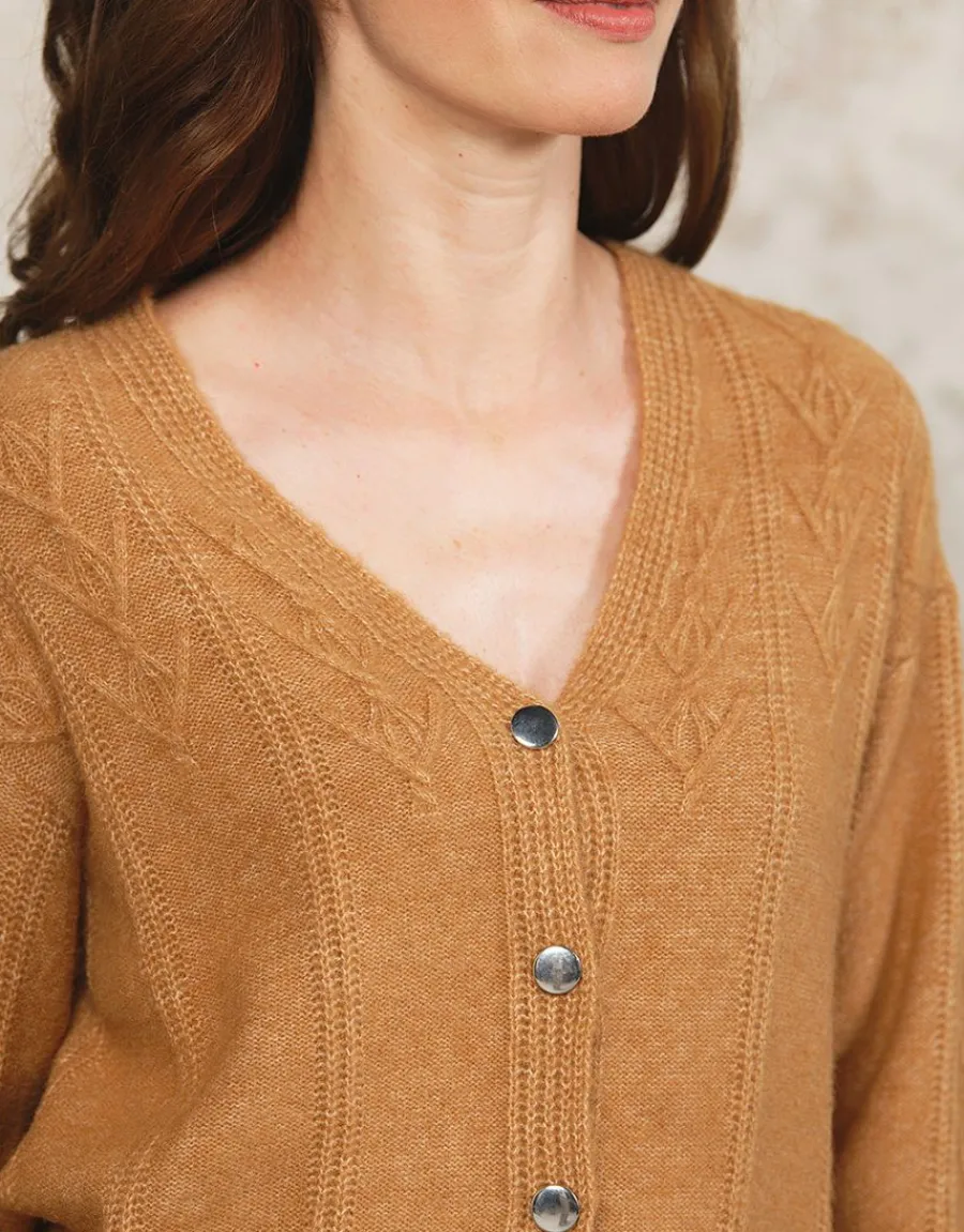 Christine Laure Gilets|Maille*Gilet mélange laine beige