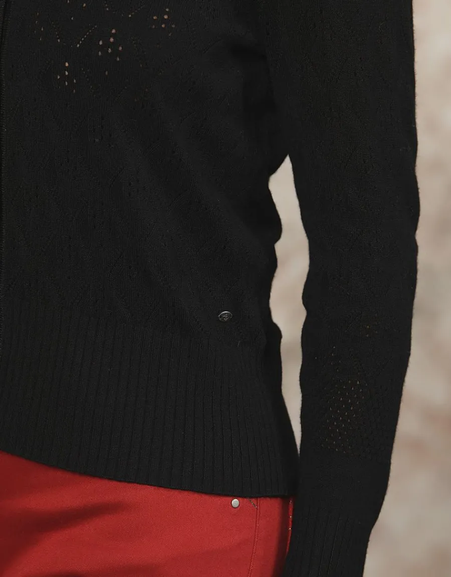 Christine Laure Gilets|Maille*Gilet noir ajouré