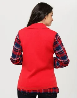 Christine Laure Gilets|Maille*Gilet sans manches rouge