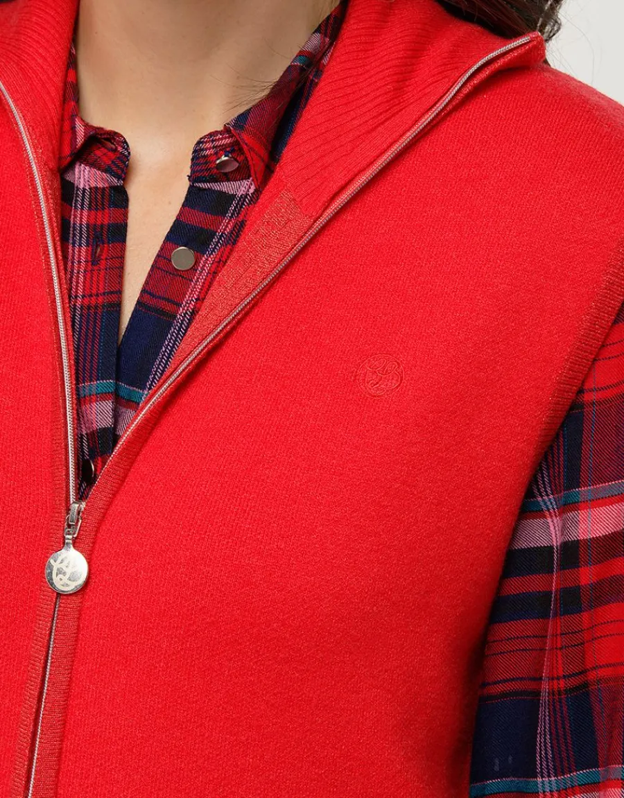 Christine Laure Gilets|Maille*Gilet sans manches rouge