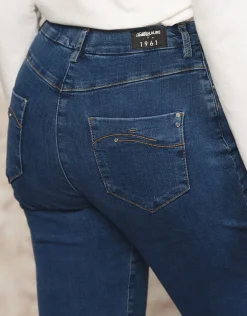 Christine Laure Jeans|Ajustés*Jean 7/8ème bleu coton