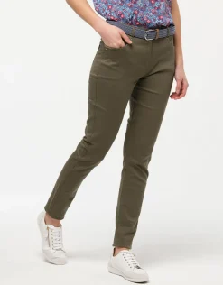 Christine Laure Jeans|Slims*Jean slim vert kaki coton