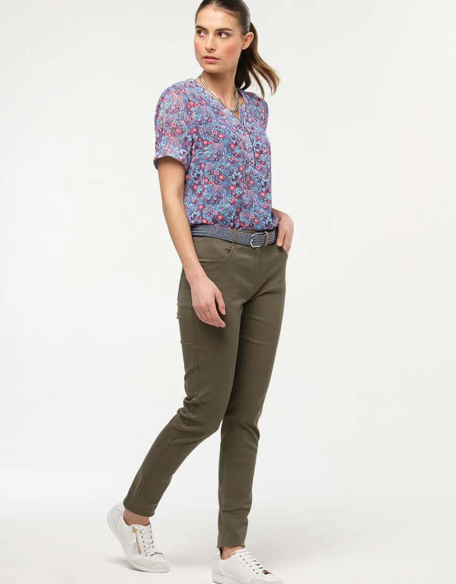 Christine Laure Jeans|Slims*Jean slim vert kaki coton