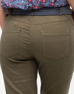 Christine Laure Jeans|Slims*Jean slim vert kaki coton