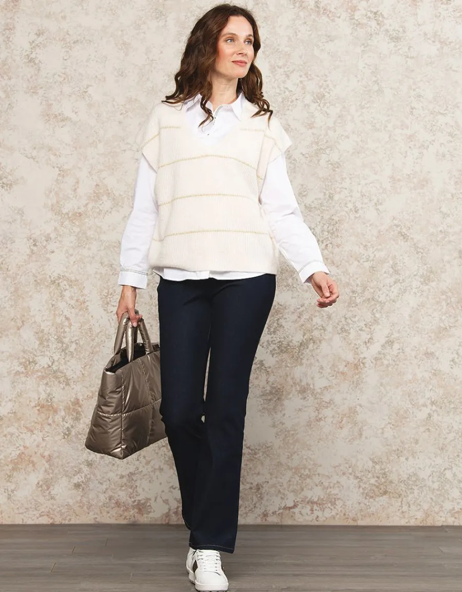 Christine Laure Larges|Pantalons*Jegging flare coton bleu