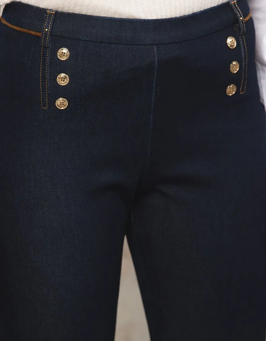 Christine Laure Larges|Pantalons*Jegging flare coton bleu