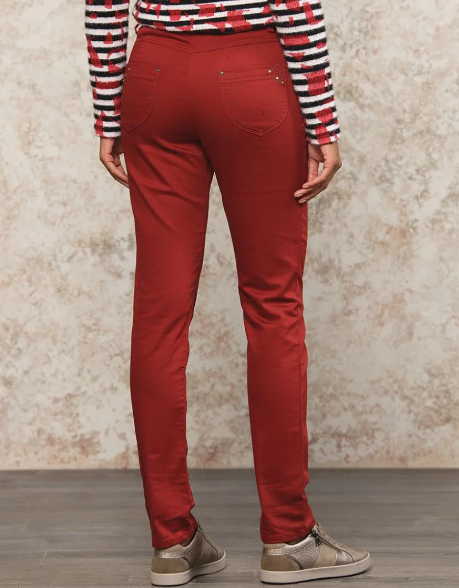 Christine Laure Ajustés|Pantalons*Jegging rouge coton
