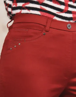 Christine Laure Ajustés|Pantalons*Jegging rouge coton