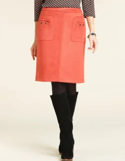 Christine Laure Jupes|Robes & Jupes*Jupe corail aspect daim