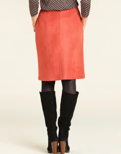 Christine Laure Jupes|Robes & Jupes*Jupe corail aspect daim