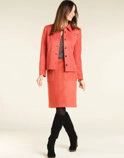 Christine Laure Jupes|Robes & Jupes*Jupe corail aspect daim